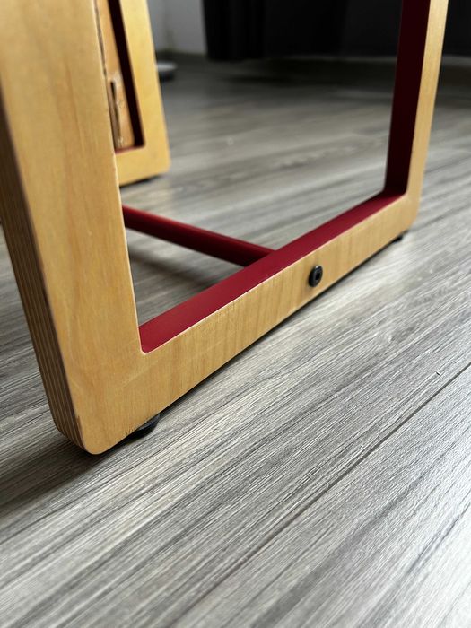 Scaun lemn tapitat copii SPIN Loop 4 ani+, rosu/orange, nou in cutie