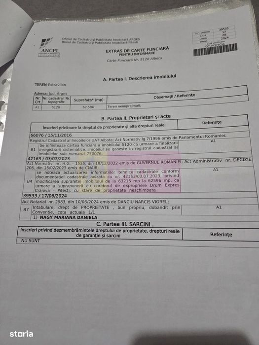 6,26 ha lângă DEx12 Pitești | 2,95 €/mp | acces DJ Pitești–Craiova