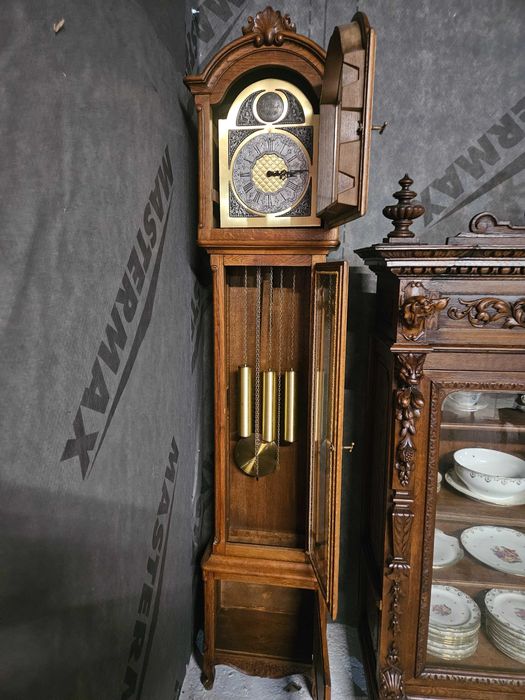 Vand ceas de podea cu 3 greutati carcasa lemn masiv