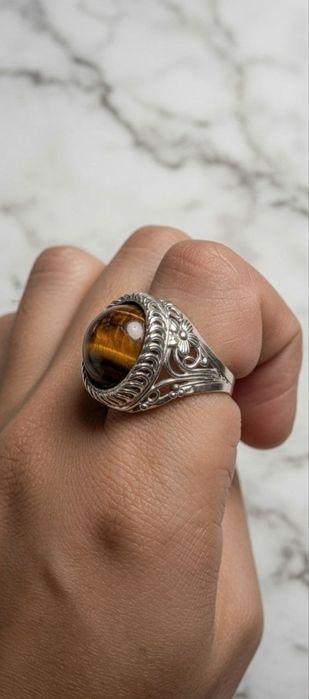 Тигровый глаз серебро перстень кольцо