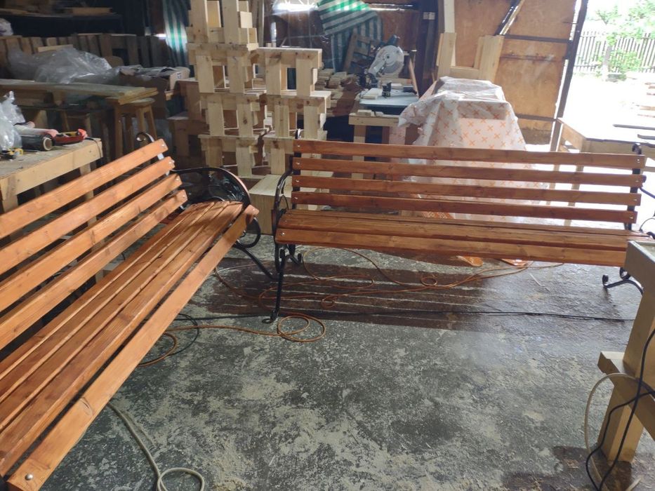 Banca fier forjat cu lemn masiv de brad