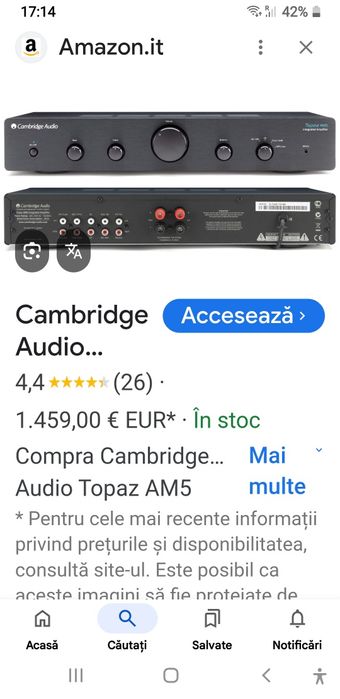 TOPAZ AM5 amplificator + 4 boxe AV6-WH