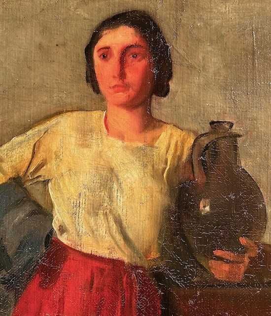 DE COLECTIE! Tablou VECHI ~Fata cu ulcior~Szüle Péter (1886-1944)