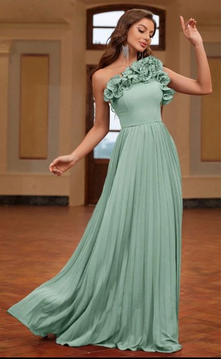 Официална дълга рокля, цвят Мента ХС