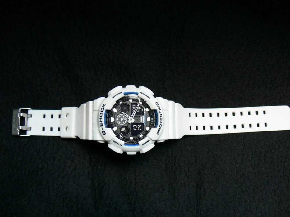 Ceas Sport Casio G-SHOCK GA-100 WHITE BLACK - NOU 2026 !! Alb Mat !!
