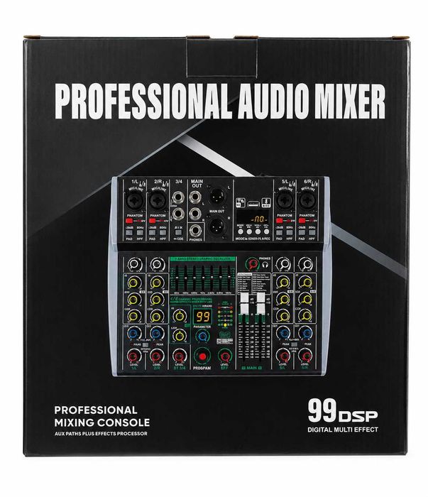 Pasiv mixer audio 6 canale AK6 Stereo canal 99 Efecte DSP USB Bluetooth Egalizator 7 benzi