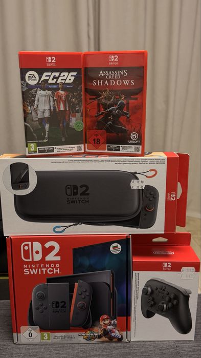 Nintendo Switch 2 Mario Kart Bundle + 2 игри + Pro Controller (ГАРАНЦИЯ)