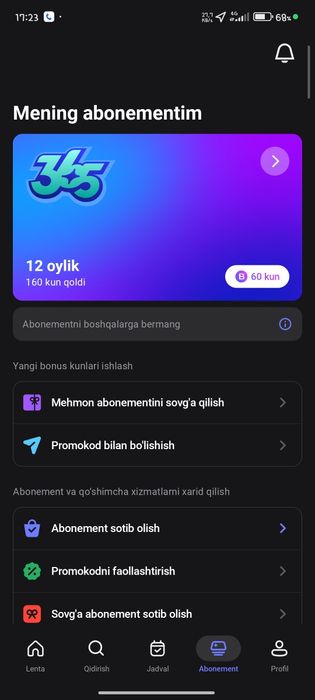 1fit abonementi sport uchun