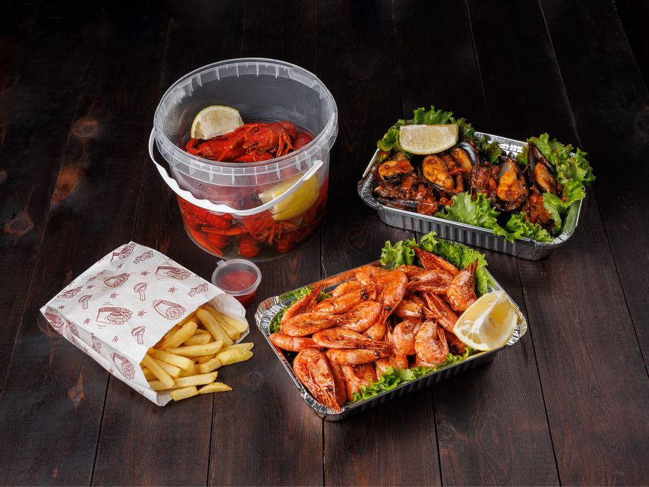 Сеты из раков креветки и морепродукты!