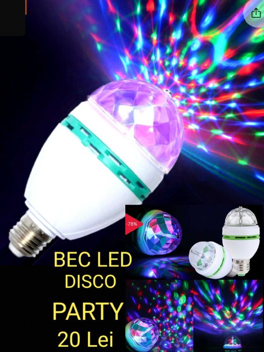 Bec cu LED-URI pentru petreceri cu sistem automat de rotire NOU-25 Lei
