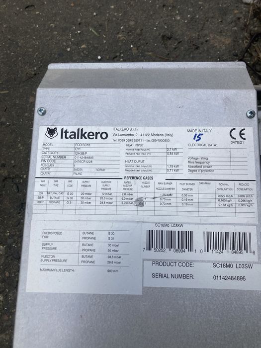 Convector pe gaz metan sau gpl italkero