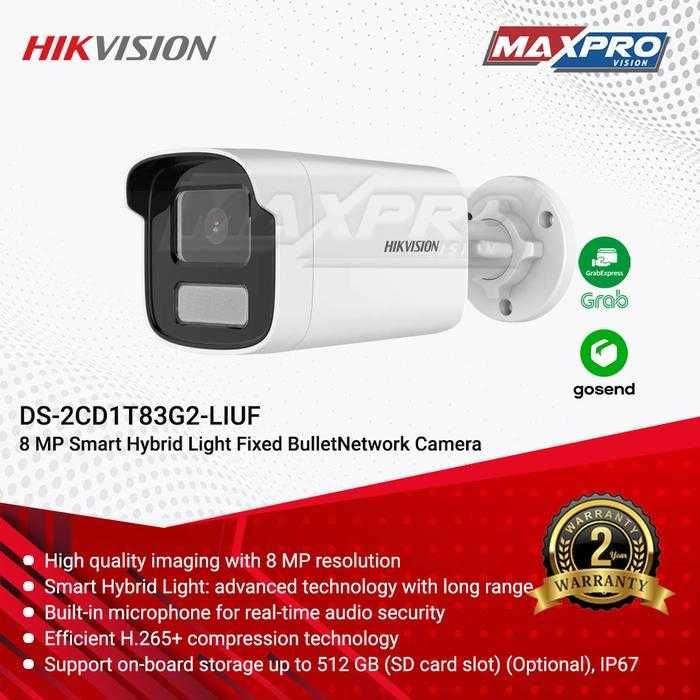 Camera Smart Hybrid Hikvision DS-2CD1T83G2-LIUF 8MP 4mm Microfon PoE