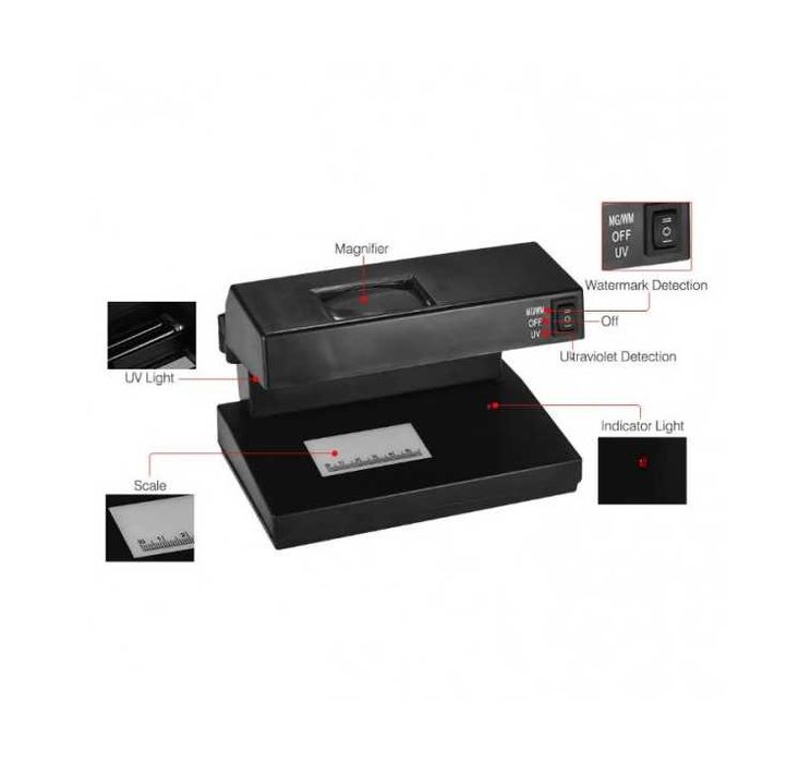 Професионален UV Детектор за банкноти и документиAD-2138 с Лупа