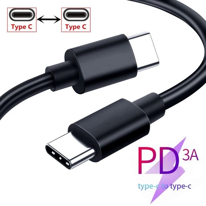 Cablu Usb - Type C / Type C - Type C Fast Charger Alb Negru