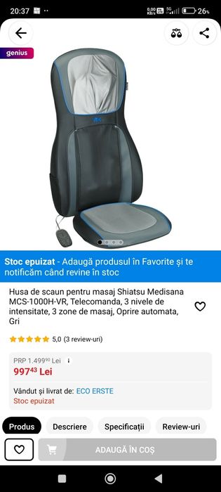 Vand husa de scaun cu masaj