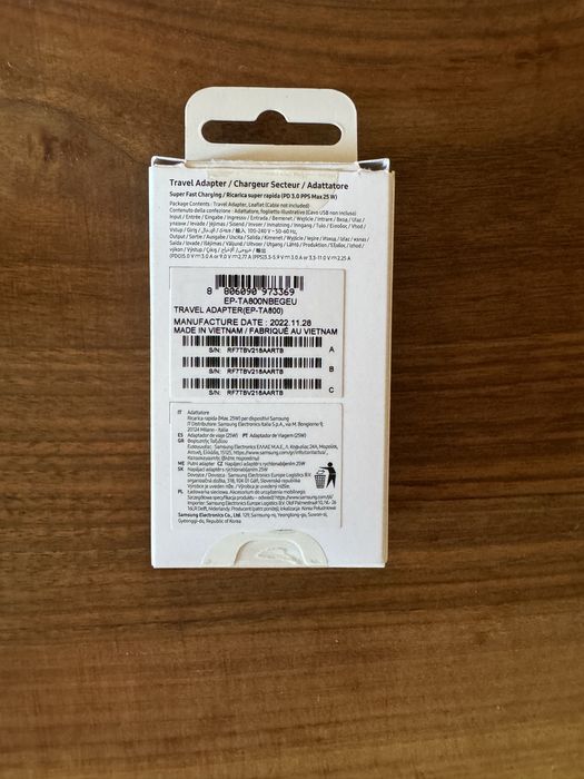 Оригинално зарядно Samsung, 25W, USB-C