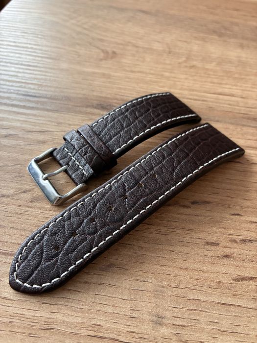 Curea ceas piele naturală 26mm, dark brown nouă