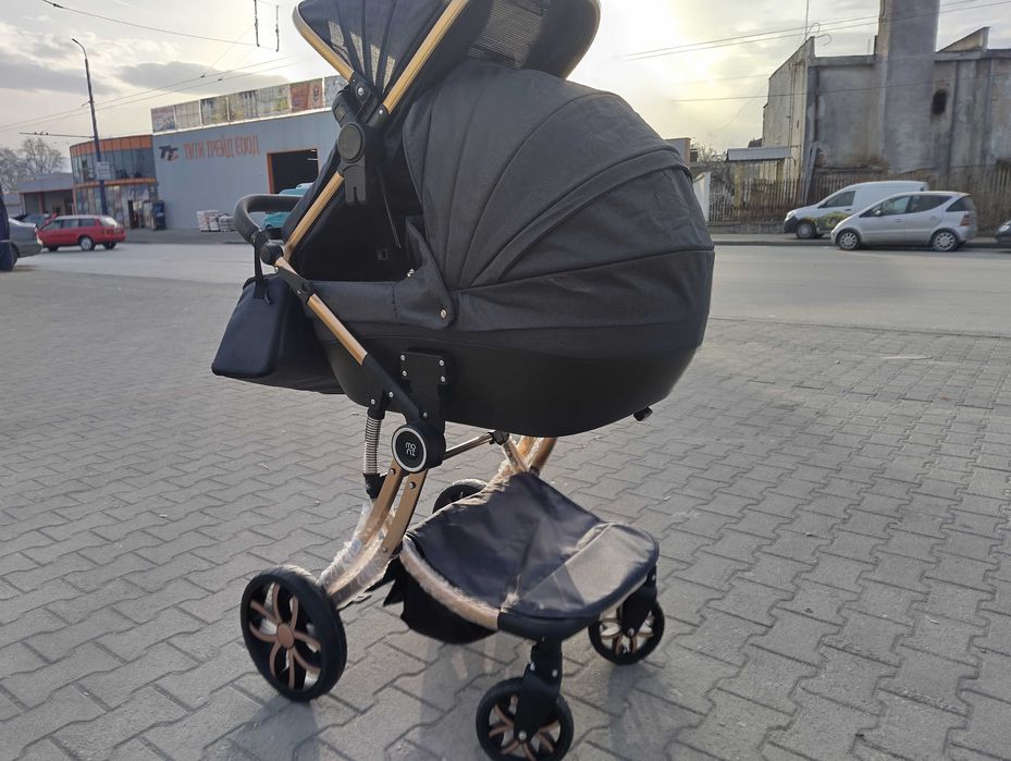 MONI Комбинирана детска количка 2 в 1 POLLY черен