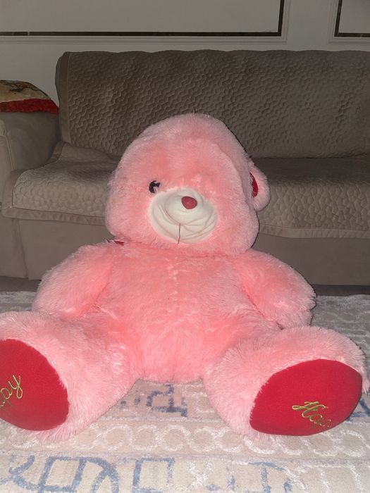 мягкий плюшевый медведь розовый