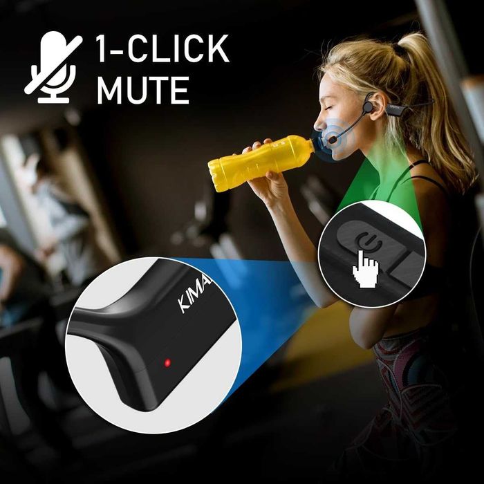 KIMAFUN IP67 Водоустойчив безжичен фитнес микрофон, 2.4G,за двама души