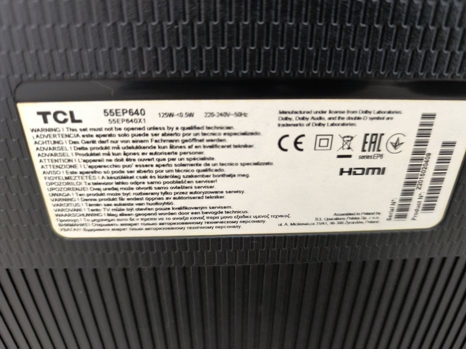 Телевизор 55 inch,4K, TCL 55ep640