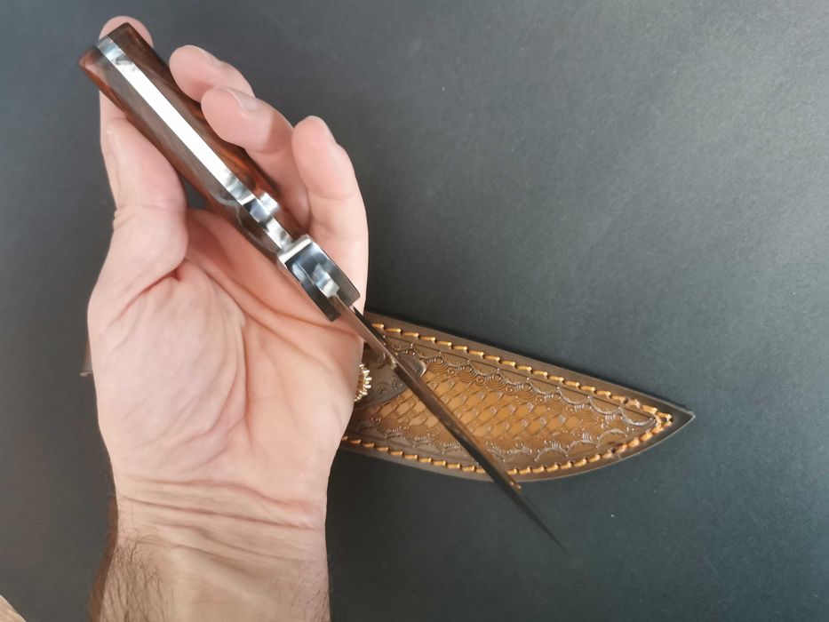 Ловен нож с кания от ествествена кожа HTWM-76 Full Tang