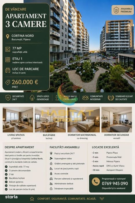 Vânzare Apartament 3 camere - Pipera | Cortina Nord