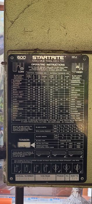 STARTRITE 352 Професионален лентов банцинг, докаран от Англия.