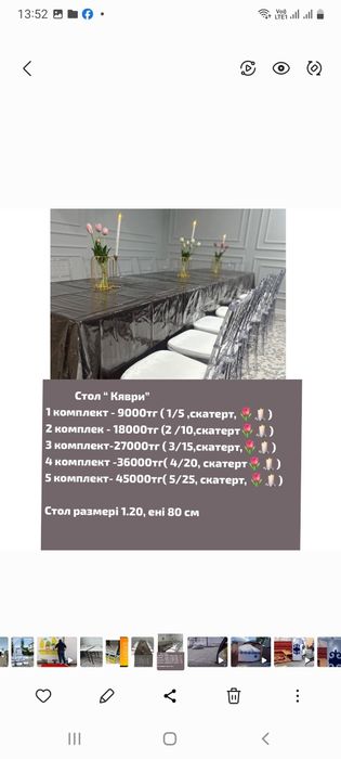 Аренда стол и стулья