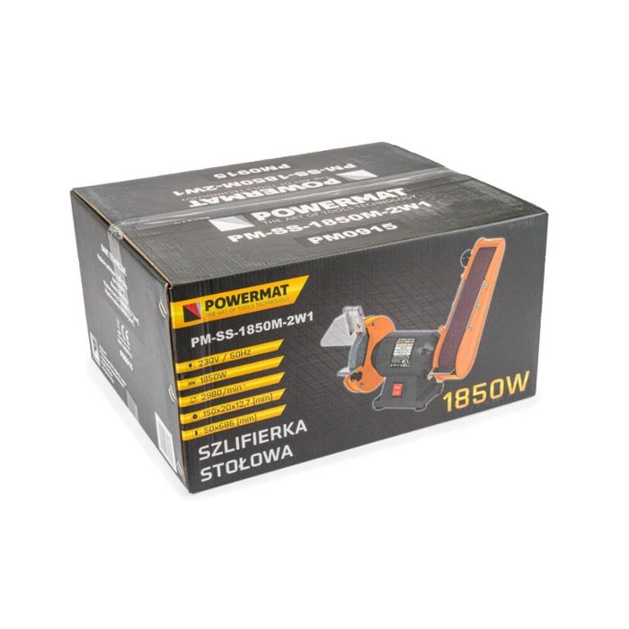 Polizor cu piatra si banda abraziva smirghel, 1850 W, Powermat