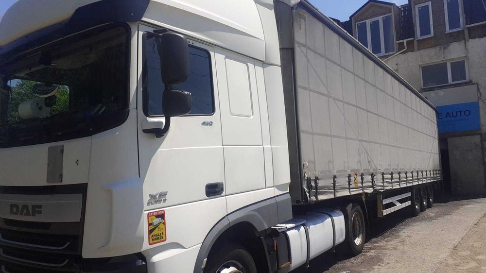 Ansamblu cap tractor Daf XF 460 Low Deck + semiremorca prelata Vario Schmitz 2011 (NT 70 + 36 RIX)