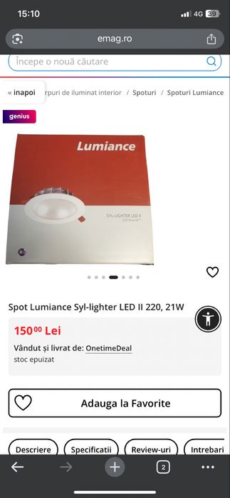 Spot lumiance syl- lighter LED II, 4 bucati , noi, in cutie