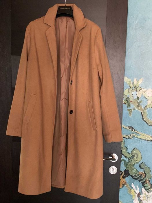 Pardesiu pentru primavara din stofa, maro, marimea M