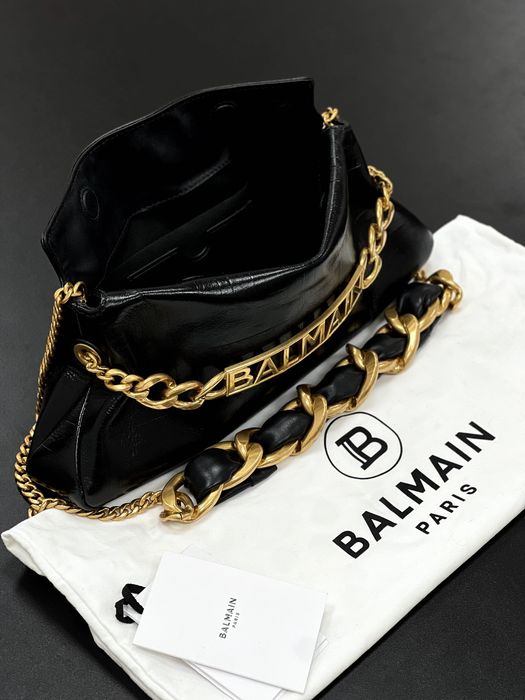 BALMAIN 1945 Soft Clutch – луксозна кожена чанта от телешка кожа, нова без забележки