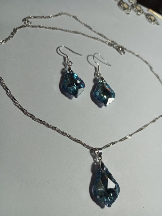 Set cercei și colier argint 925 și cristale