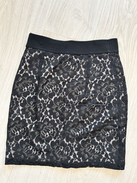 Fusta mini, negru/bej