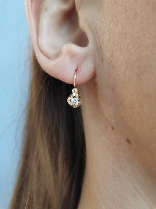 Cercei Aur 14K Cu Diamante Diamant Old Cut