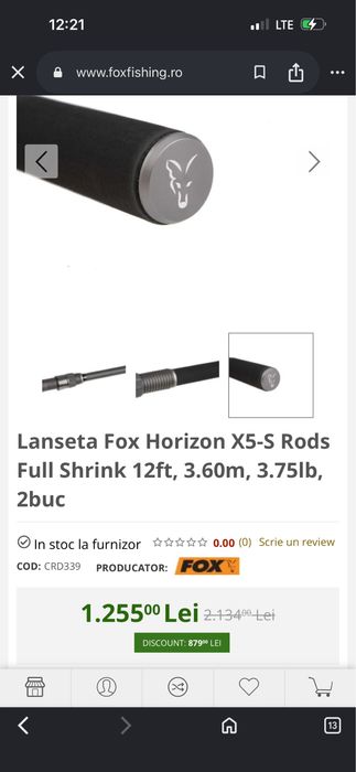 Pachet pescuit - 2Lansete fox, 2mulinete fox, sling daiwa