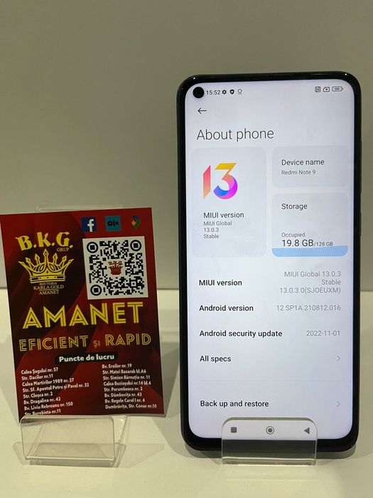 Redmi Note 9 128gb Amanet BKG