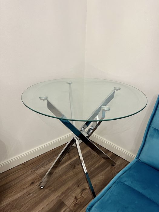 Masa din sticla&inox, 80cm