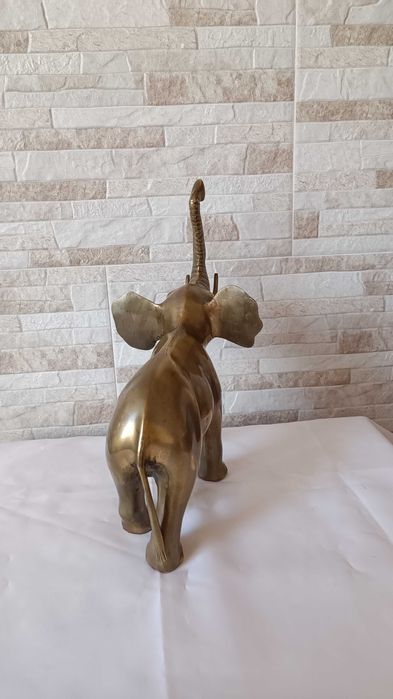 Голяма стара фигура на слон - месинг - 32см