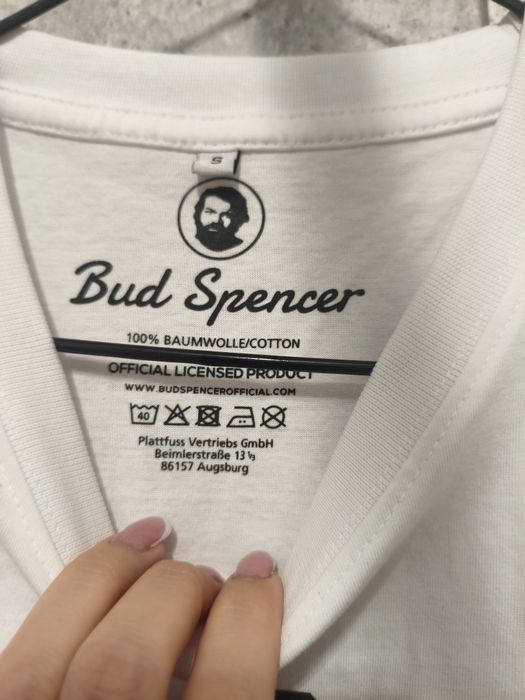 Tricou Bud Spencer original S nou din bumbac alb
