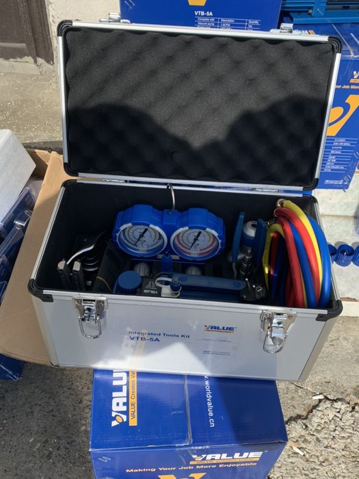 Trusa frigotehnistului value vtb-5a-r32 noua pompa manometre pompa vacuum vid trusa bercluit largitor teava geanta frigmacool magazin frigotehnie