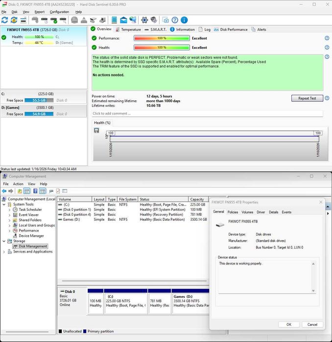 M.2 NVMe ULTRA RAPID Gen4x4 Fikwot FN955 4TB 7350mb/s(Samsung 990 PRO)