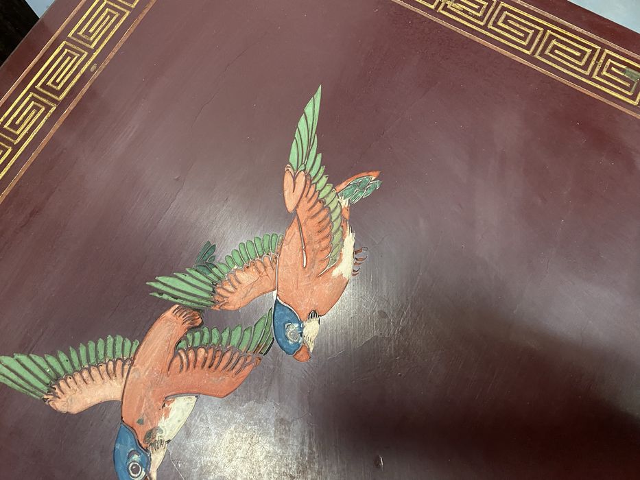 Японска лакирана маса Chinoiserie ръчна декорация Japan 1970