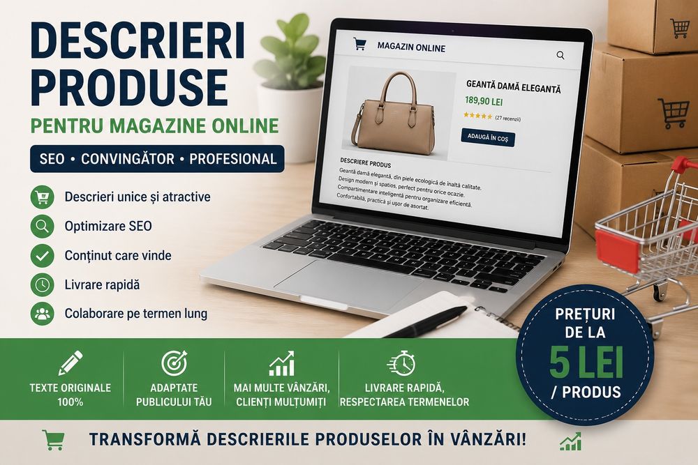 Scriu descrieri atractive pentru magazine online și eMAG