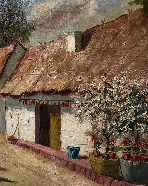 ~GOSPODARIE~ Tablou vechi, ulei/panza, 80x60cm(100x80cu rama), semnt