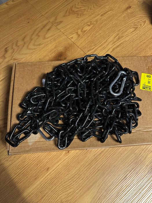 Lant Otel Carbon Negru 6m Grosime 6mm cu Inel si Carabina Nou