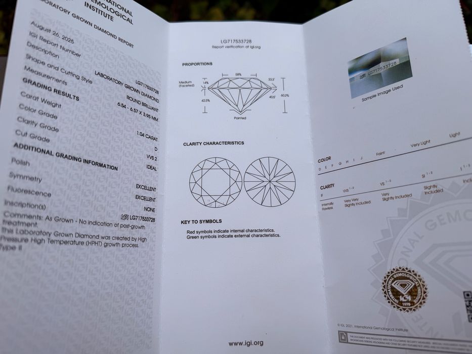 Diamant 1,04 carate Culoare D Claritate VVS2 certificat IGI