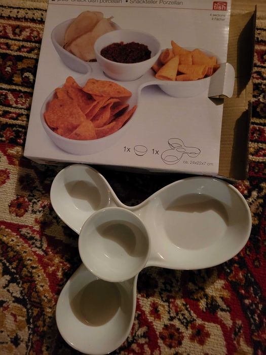 Farfurie de gustare porțelan, snacks +Set pentru crema de zahar ars